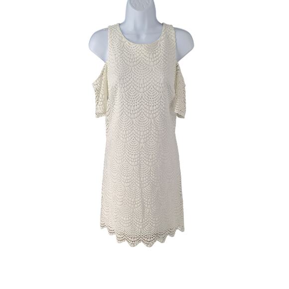 Lilly Pulitzer Somerset eyelit crochet cold shoulder womens dress white Sz Small - Picture 3 of 11